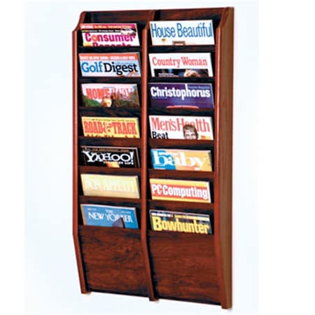 Wooden Mallet Cascade 14 Pocket Magazine Rack in Mahogany WO599428